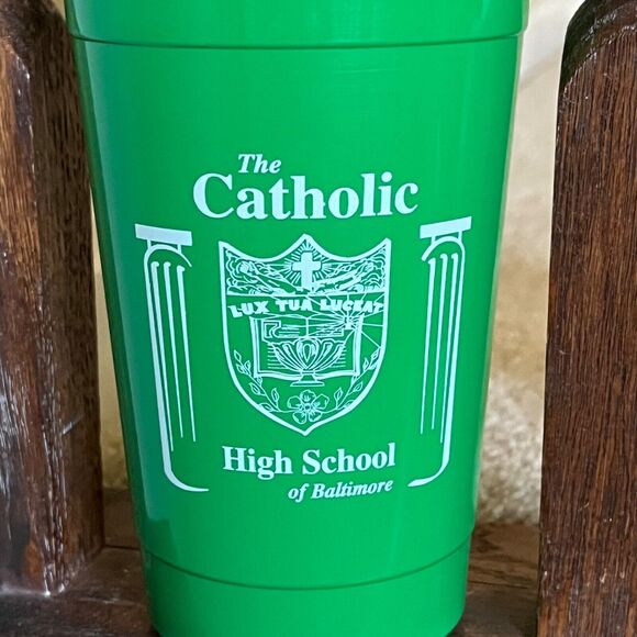 Catholic High School Baltimore Tumbler Plastic Reusable Cup with Lid - Picture 2 of 5